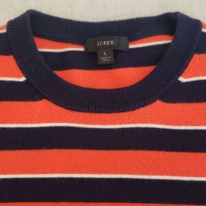 J. Crew Dress Womens L Stripe S/S Sweater Preppy Sheath Multi Colored Office